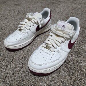 Nike Air Force 1 Low White Maroon Leather Men’s Size 8 DB4455-100